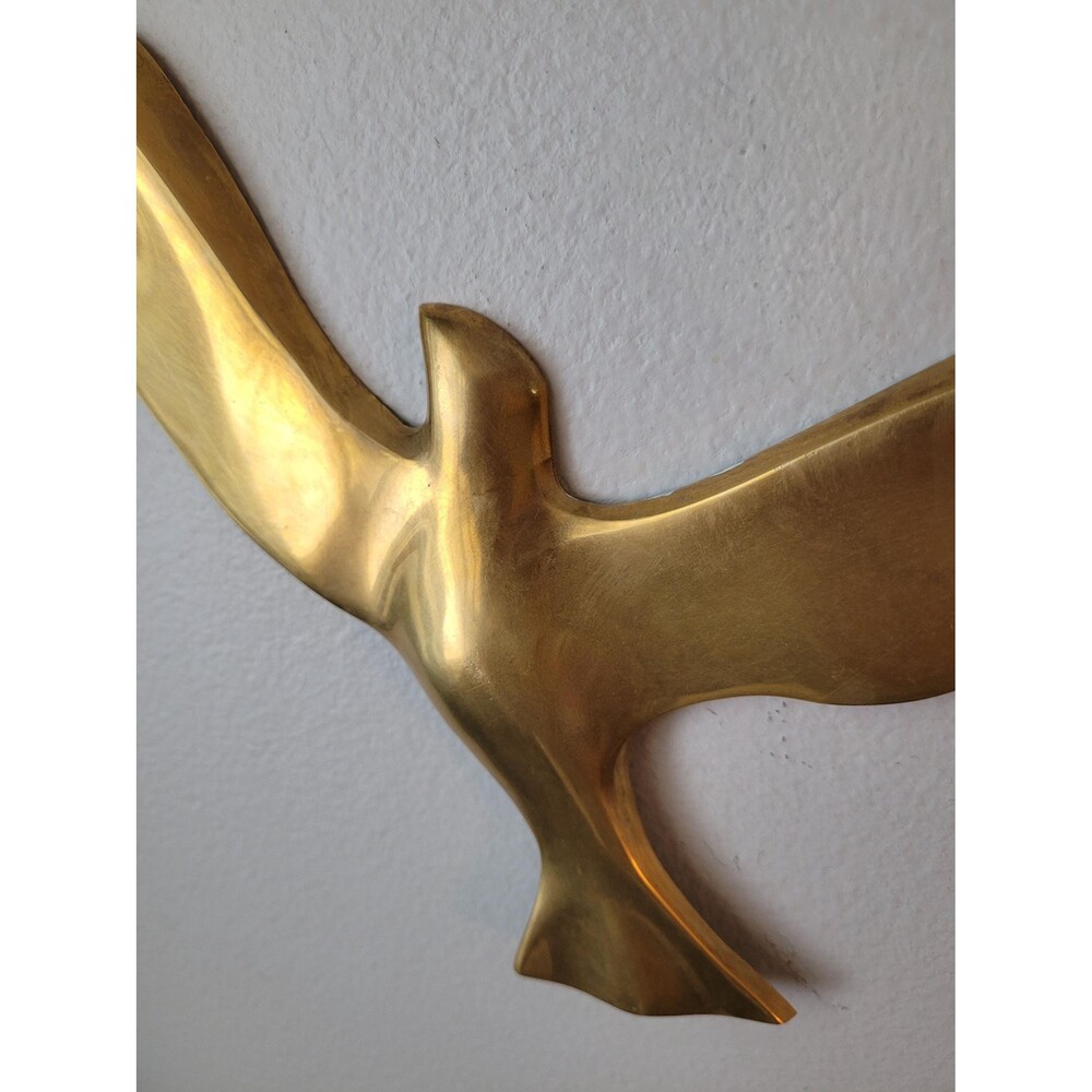 Vintage Brass Flying Seagull Gallery Wall Art Hanging 1970s - Picture 4 of 11